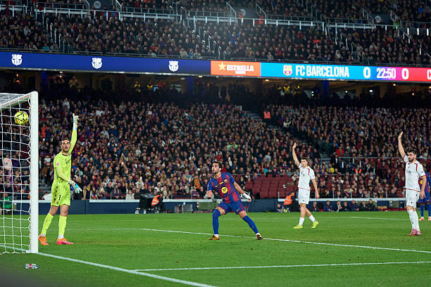 Barcelona vs Osasuna Review: Ferran Torres scores a goal that was later disallowed for offside during the La Liga match between Barcelona and Osasuna at the Camp Nou on December 13, 2025.
