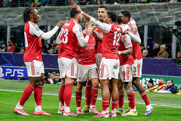 Inter vs Arsenal Review: Arsenal players celebrate during the UEFA Champions League 2025/26 League Phase MD7 match between Inter and Arsenal at the Giuseppe Meazza on January 20, 2026.