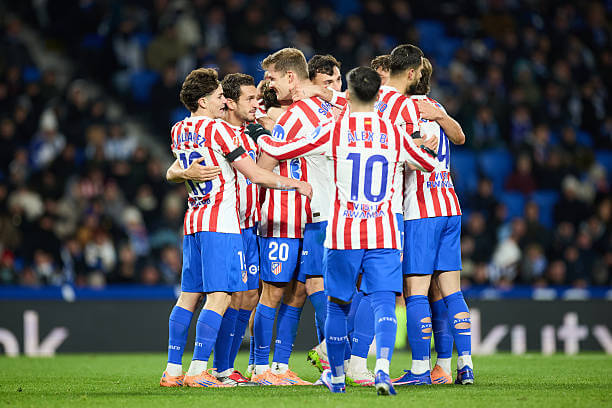 La Liga Roundup, Matchday 18: Alexander Sorloth celebrates his goal with his teammates during the La Liga match between Real Sociedad and Atletico Madrid at Reale Arena on January 4, 2026.
