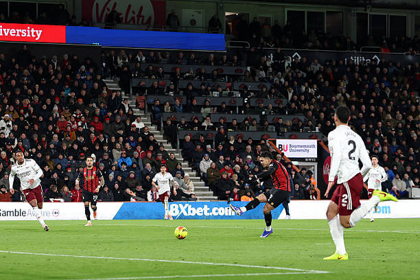Bournemouth vs Arsenal Review: Evanilson scores during the Premier League match between Bournemouth and Arsenal at the Vitality Stadium on January 03, 2026.