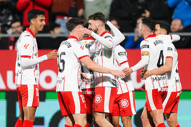 La Liga Roundup, Matchday 19: Girona players celebrate during the La Liga match between Girona and Osasuna at Montilivi Stadium on January 10, 2026.