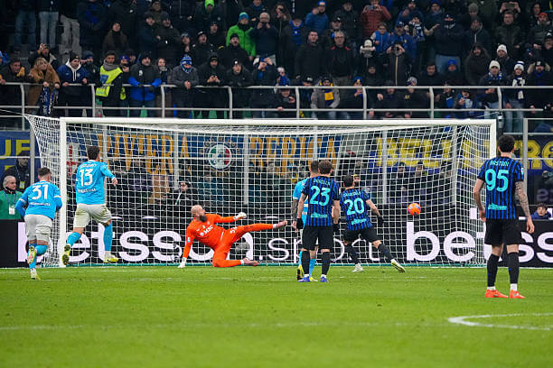 Inter vs Napoli Review: Hakan Calhanoglu scores from the penalty spot during the Serie A match between Inter and Napoli at the Giuseppe Meazza on January 11, 2026.