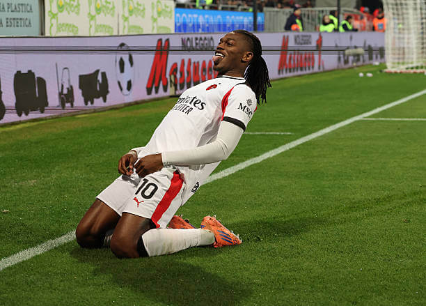 Serie A Roundup, Matchday 18: Rafael Leao celebrates his goal during the Serie A match between Cagliari and AC Milan at Stadio Sant'Elia on January 02, 2026.