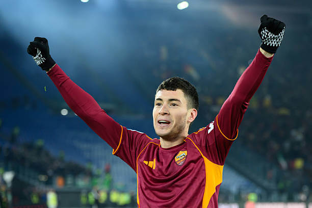 Serie A Roundup, Matchday 20: Matias Soule celebrates his goal during the Serie A match between AS Roma and Sassuolo at Stadio Olimpico January 10, 2026.