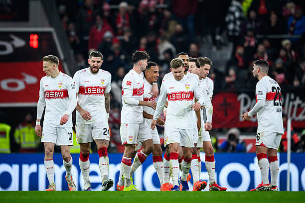 Bundesliga Roundup, Matchday 16: Stuttgart players celebrate during the Bundesliga match between Bayer Leverkusen and Stuttgart at BayArena on January 10, 2026.